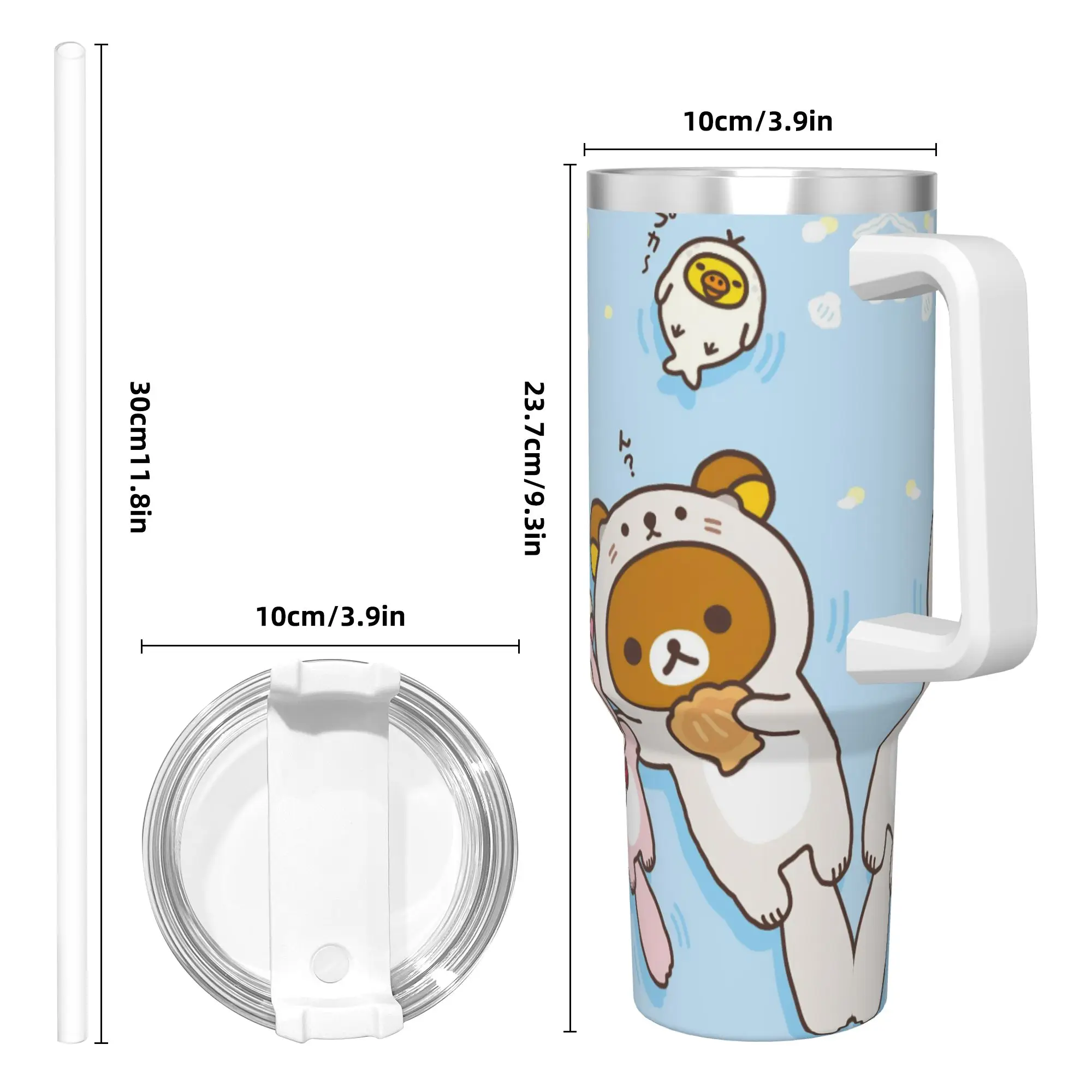 Stainless Steel Tumbler Rilakkuma Korilakkumas  Thermal Cups  Keep Heat Hot Drinks Car Mugs Travelist Graphic Water Bottle