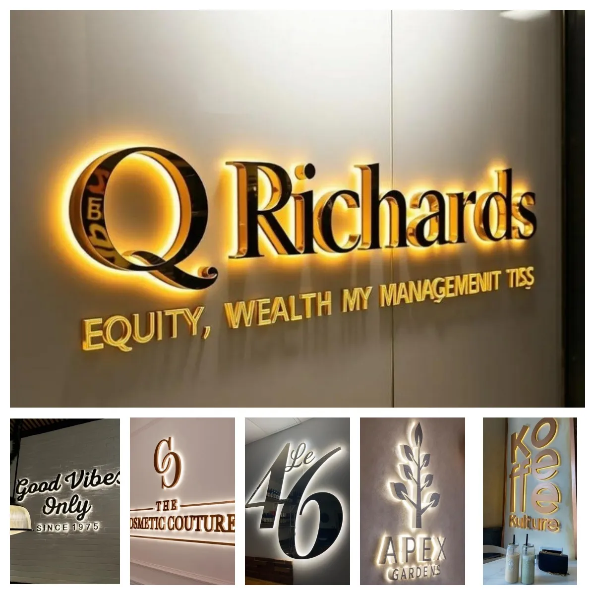 Led الخلفية رسائل معدنية Sign3D Led قناة رسالة تسجيل علامات الأعمال شعار واجهة المتجر في الهواء الطلق لافتات الفولاذ دروبشيبينغ