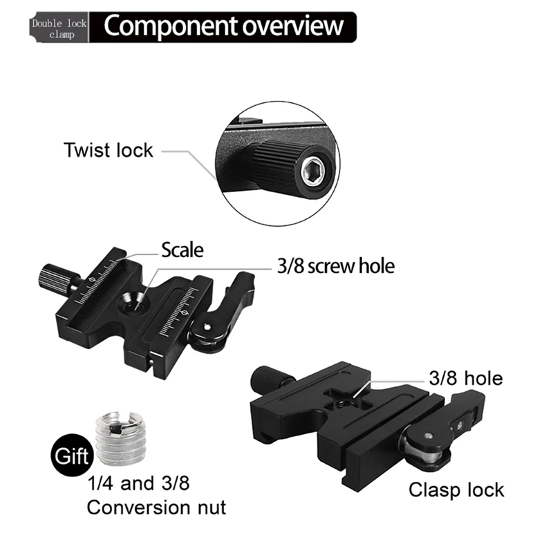 Mounting Plate Clamp Adjustable Knob Adapter For Arca Swiss Tripod Ball Head QJ-06