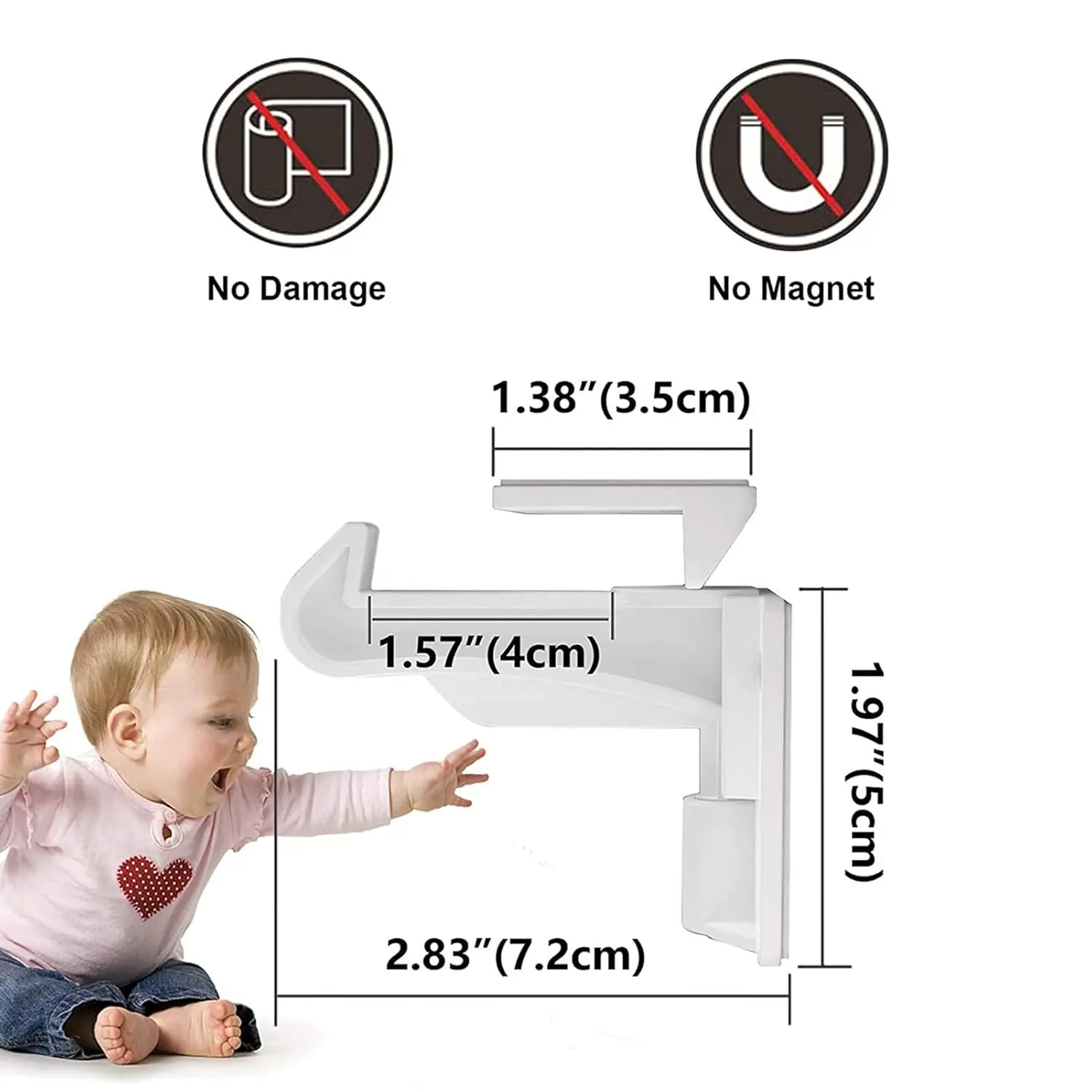 Invisible Baby Cabinet Latch Locks, No Drilling Strong Adhesive Child Safety Locks for Cabinets Drawers with Countertop Overhang - view 5