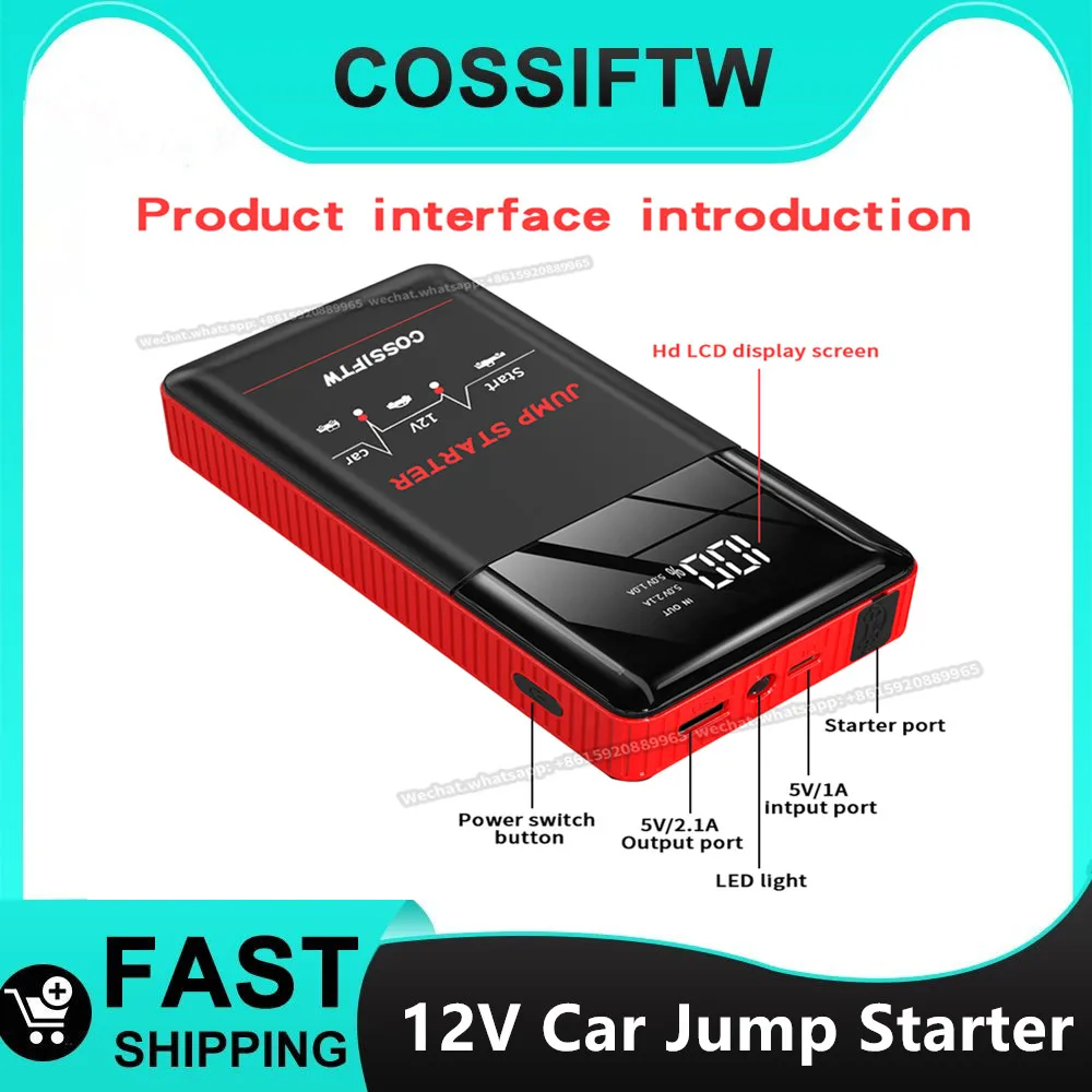 

COSSIFTW Car Jump Starter Power Bank 8000mAh Portable Car Booster Emergency Battery Charger 12V 1000A Starting Device