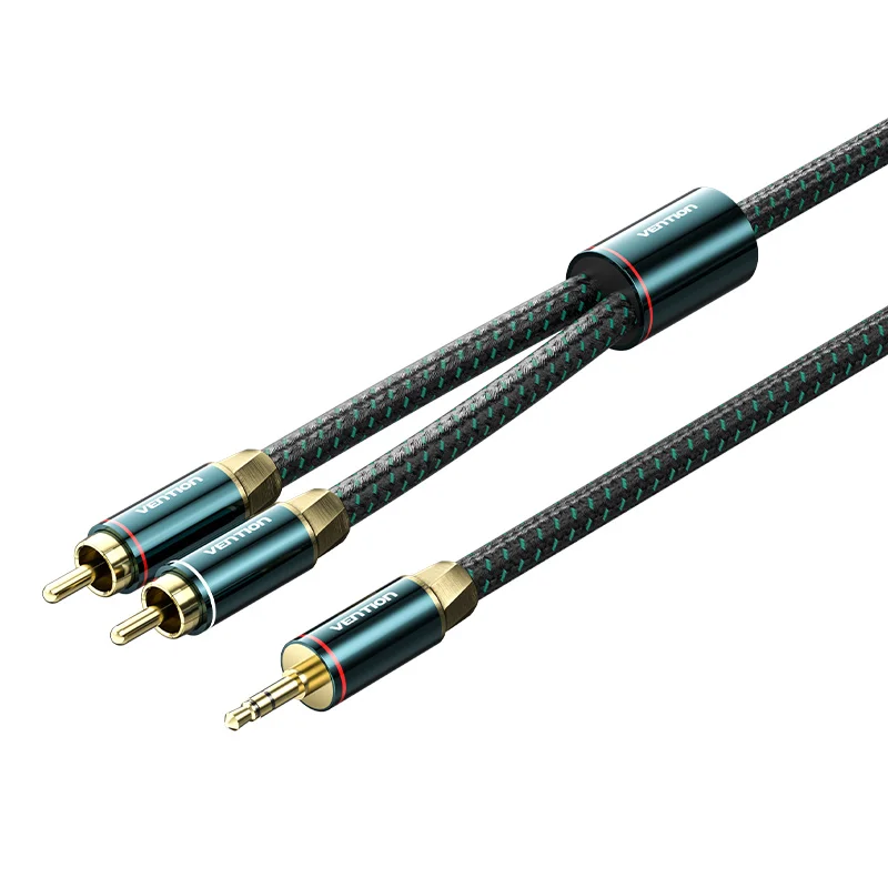 Ventie RCA Kabel 3.5mm naar 2Rca Hi-Fi Vertind Gevlochten Aux naar 2Rca Audio Kabel Voor DJ Controller luidspreker Draaitafel TV Auto Stereo