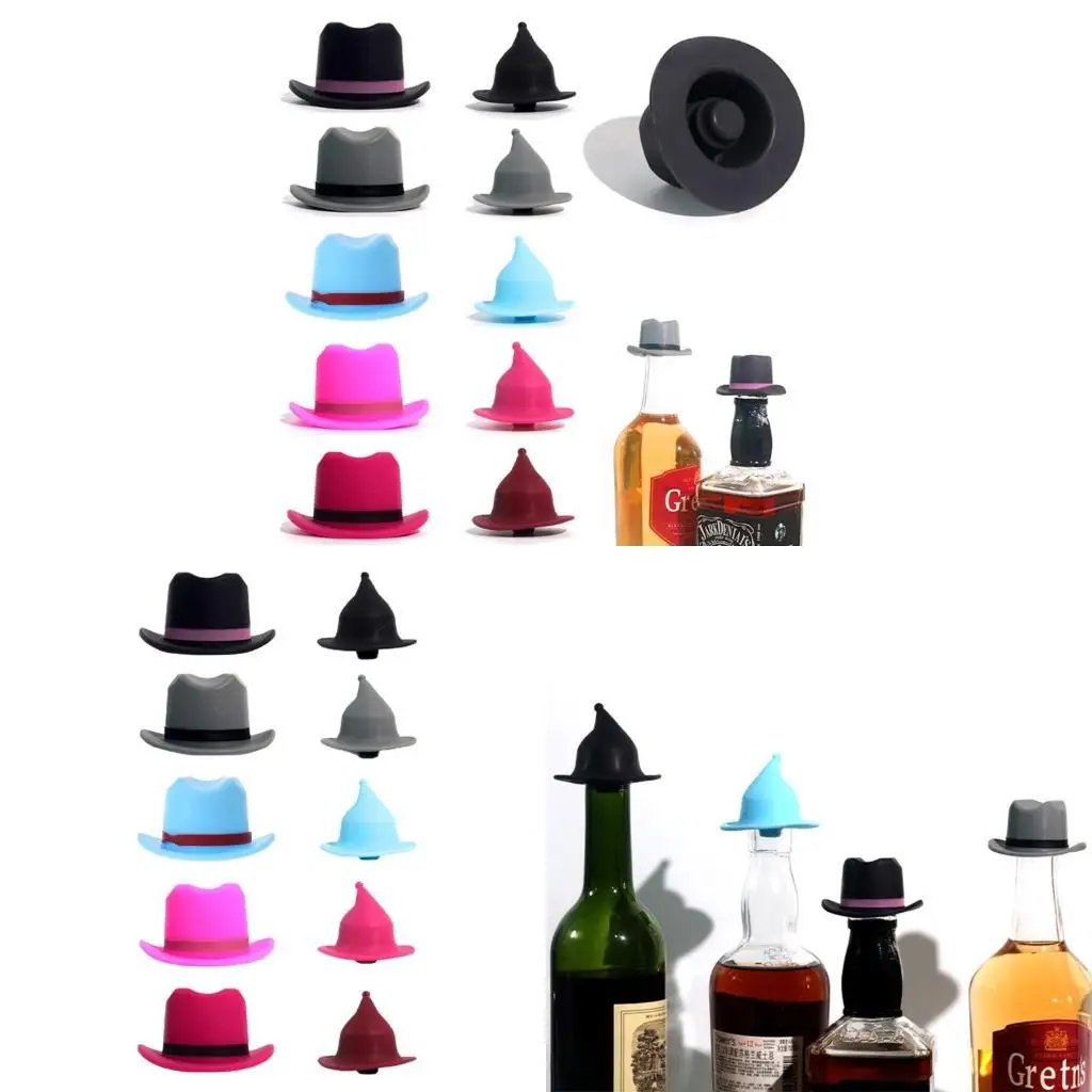 

H58B Silicone Champagne Bottle Stopper Wine Beverage Bottle Stoppers Hat Shaped