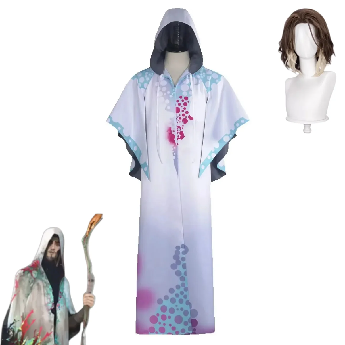 

Game Lol Arcane Season 2 Viktor Cosplay Costume Machine Herald Metal Fortune Cookie Hooded Robe Cloak Wig Man Woman Party Suit