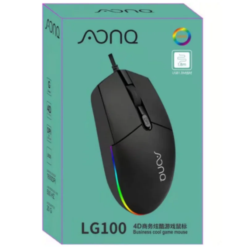 AONQ LG100 Wired USB Gaming Mouse with RGB Lighting for Computer Business Office Home Electronics Competition