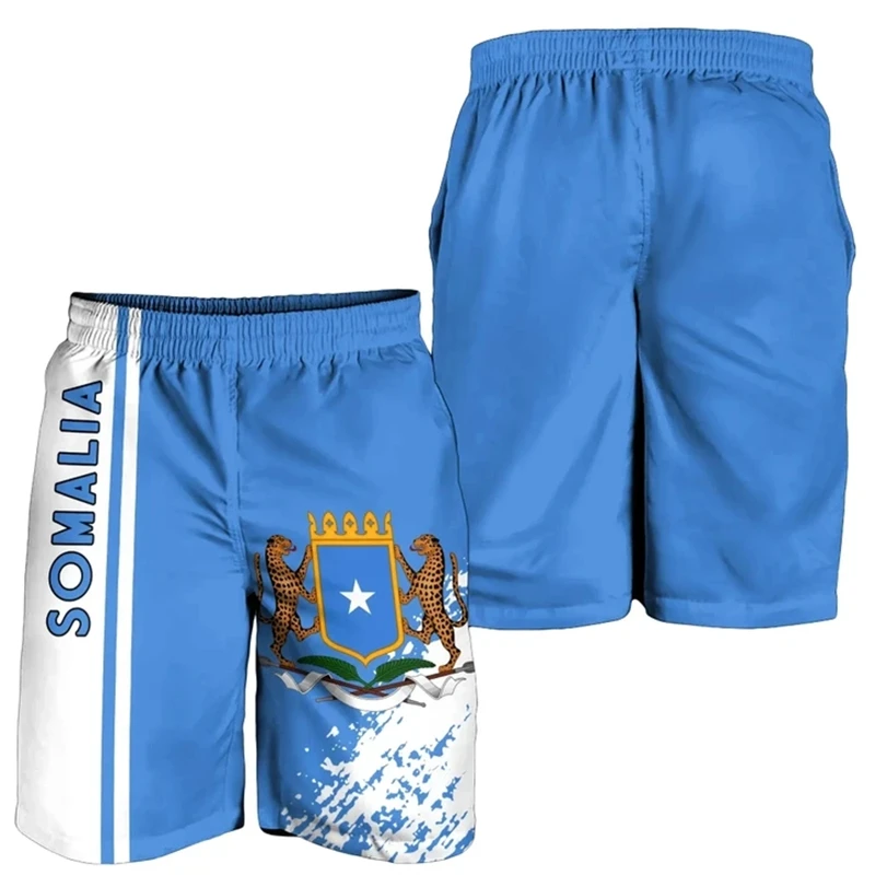 Africa Somalia Flag Map Graphic Short Pants For Men Clothes Casual Hawaiian Beach Shorts National Emblem Trunks Boy Trousers