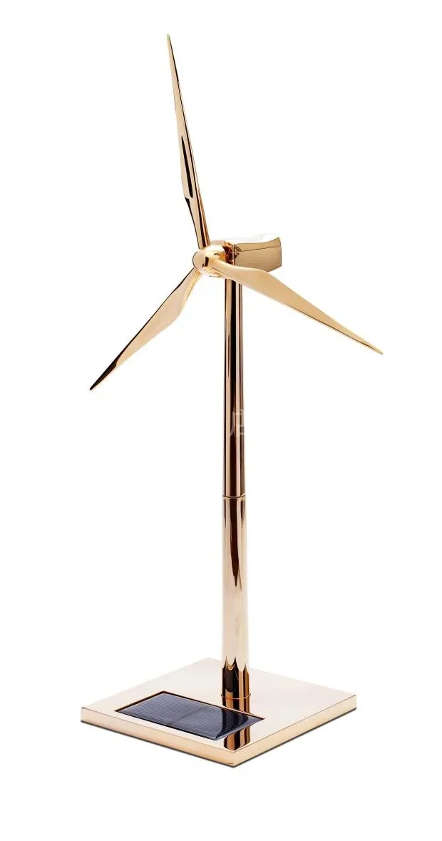 Solar Fan Model Gold Wind Turbine Windmill Promotion Wind Energy Industry Gift Office Ornaments