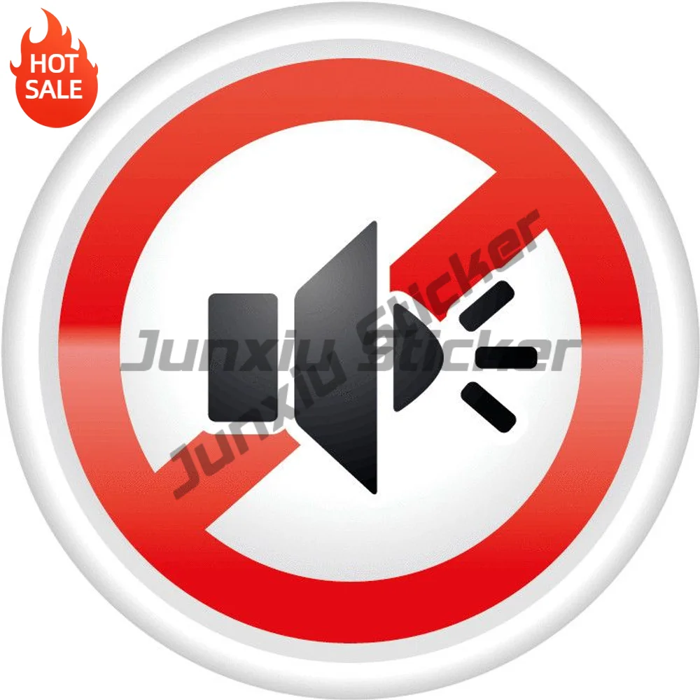 Ban Stop Sign No Sound Noise Vinyl Car Sticker Self Adhesive Decal For Car Bumper And Laptop Exterior Decoration