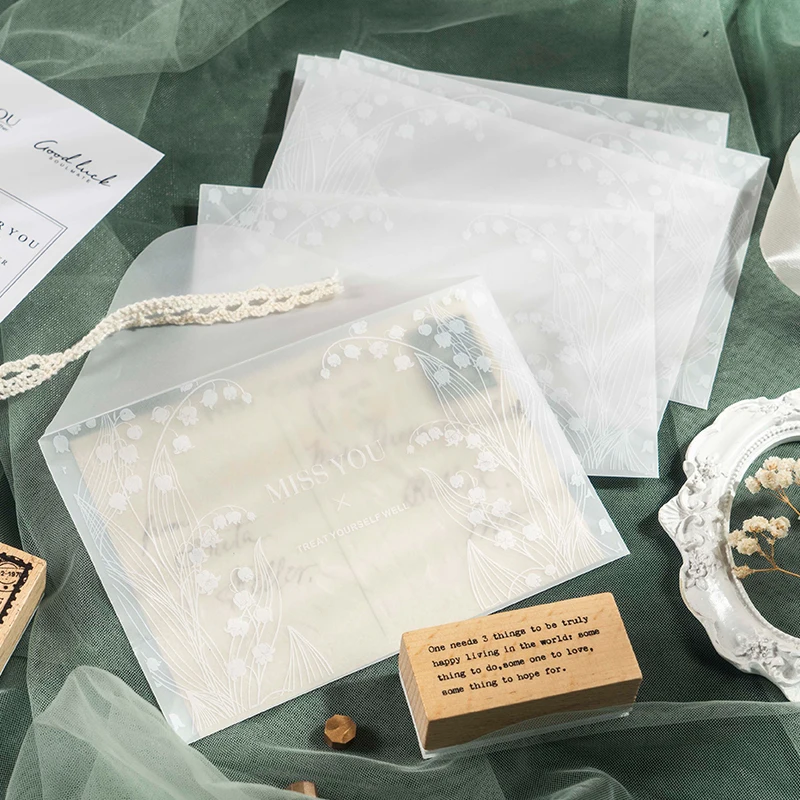 10pcs/lot Floral Printing Translucent Envelope Sulfate Paper DIY Postcard Storage Business Wedding Festival Invitation Packing
