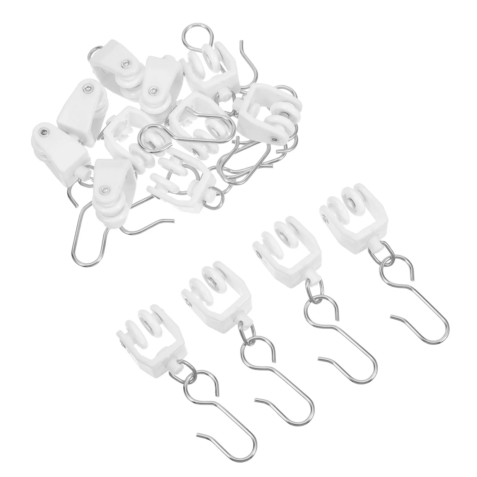 20Sets Curtain Track Glider Hooks Heavy Load Plastic Rollers Quiet Operation for Drapery Track Rail Wheels Motorhome Curtain