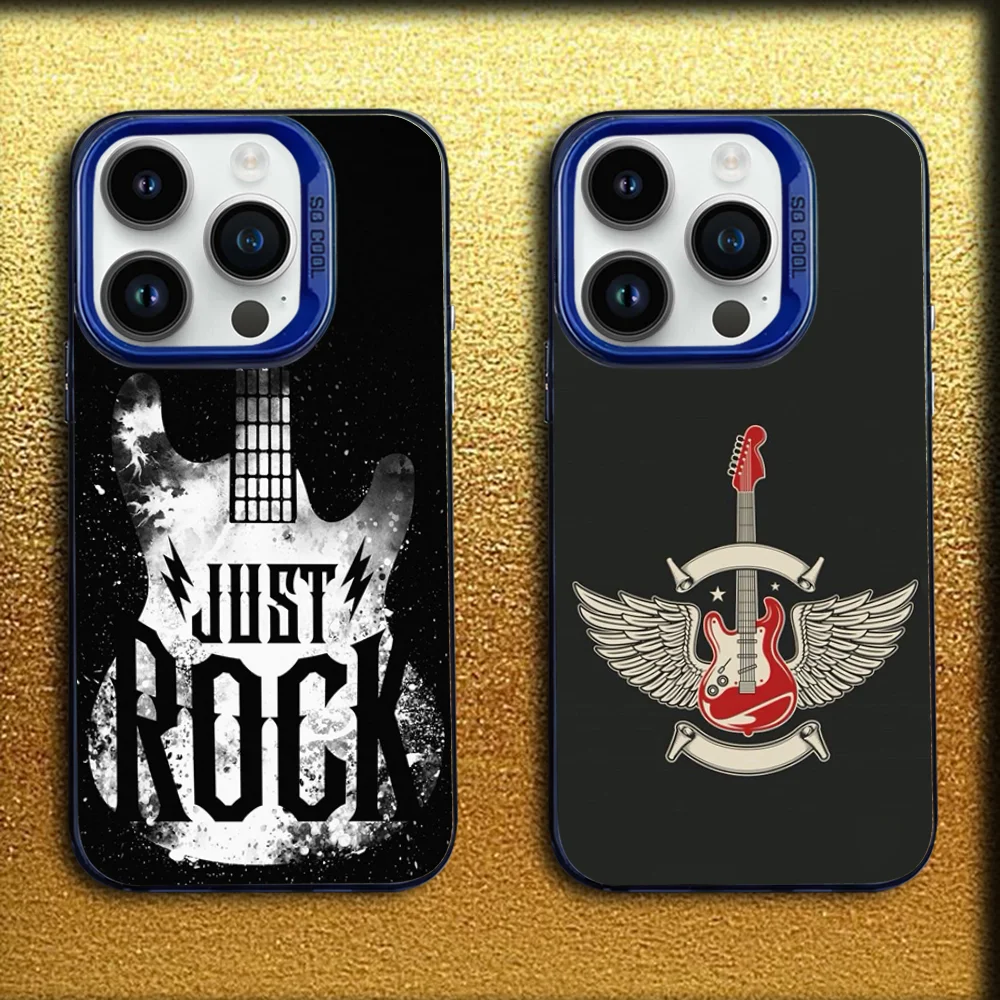 

Electric Guitar Music Phone Case For iPhone 16,15,14,13,12,11,Mini,Pro,SE,MAX Blue Matte Silicone Cover
