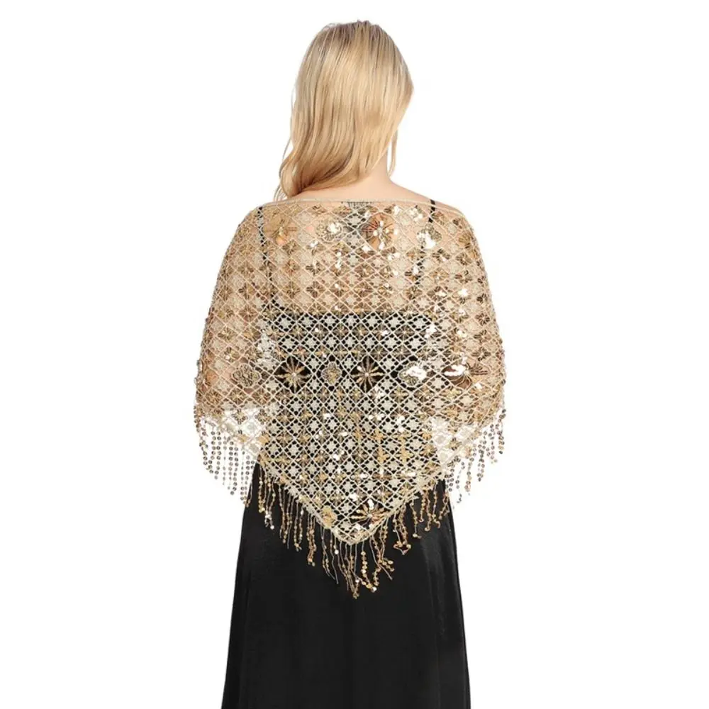 

Sequins Sequins Tassel Shawls Capes Tassels Triangle Shawl Dance Accessories Hollow Out Belly Dancing Scarf Belly Dancing Belt