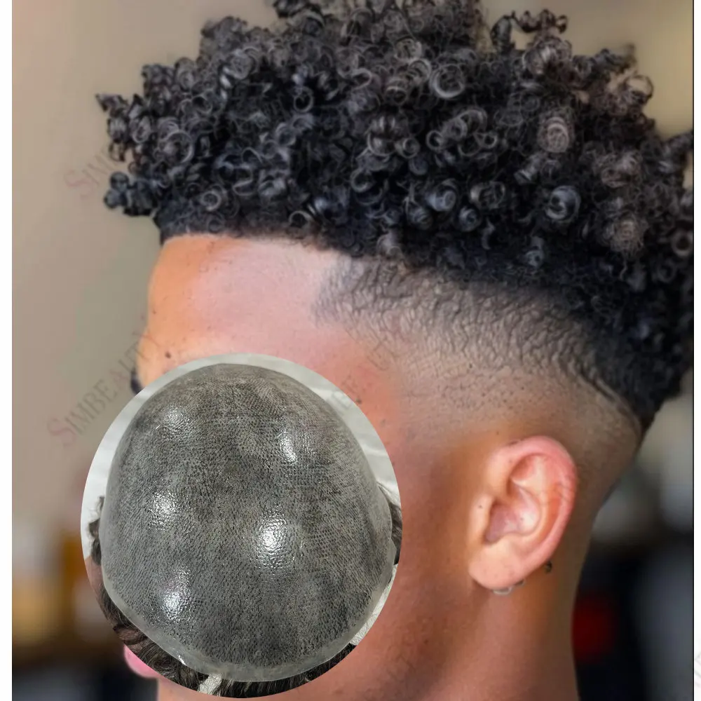 

8 мм вьющиеся афро-черные мужские волосы, капиллярный протез, система натуральных волос 1B40 1B65, серый, черный, Remy, человеческие волосы, парик для мужчин