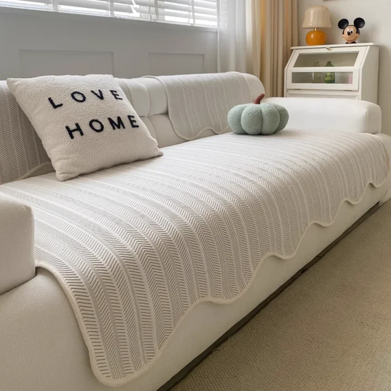 1PC Summer Ice Silk Sofa Seat Cover Non-Slip Cool Feeling Pets Kids Sofa Slipcovers L Corner Couch Towel Living Room 여름쇼파패드 쇼파패드