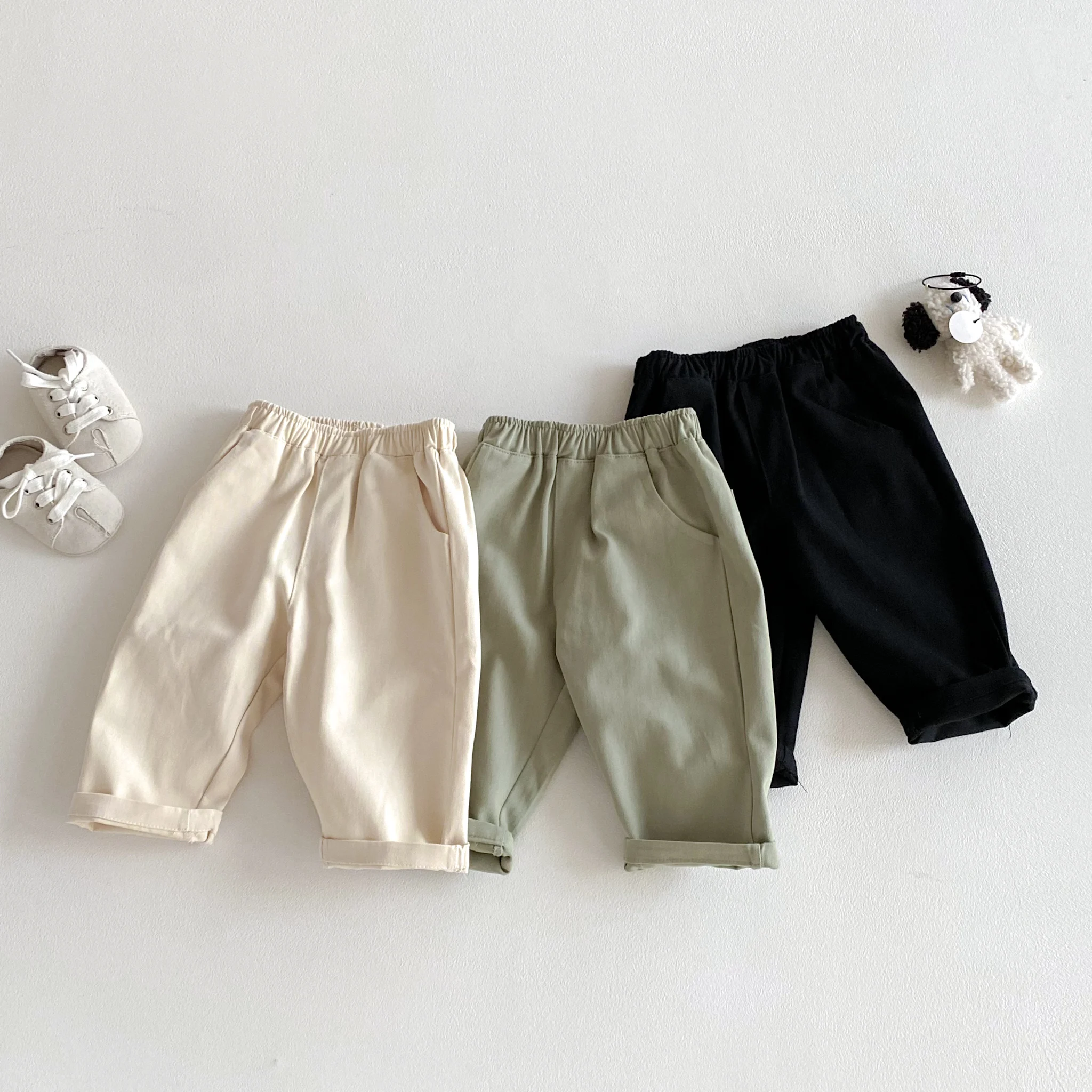 Einfarbige Freizeithose für Jungen und Mädchen, Baby- und Kinderhose mit Bund, Lässige Lange Hose
