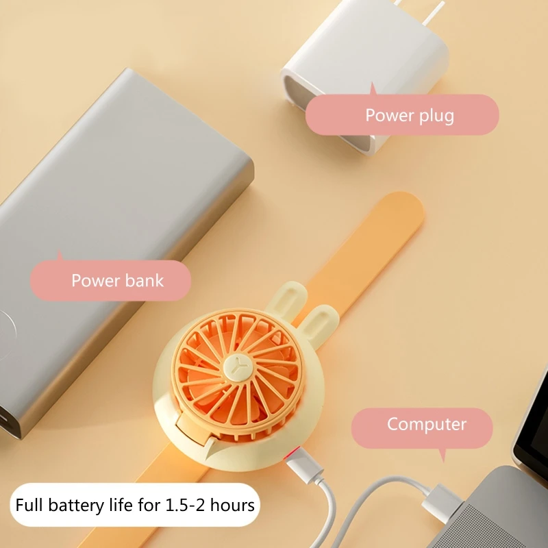 휴대용 휴대용 팬 미니 팬 USB 충전식 게으른 스포츠 웨어러블 팬 어린이 손목 쿨러 시계 야외 여행