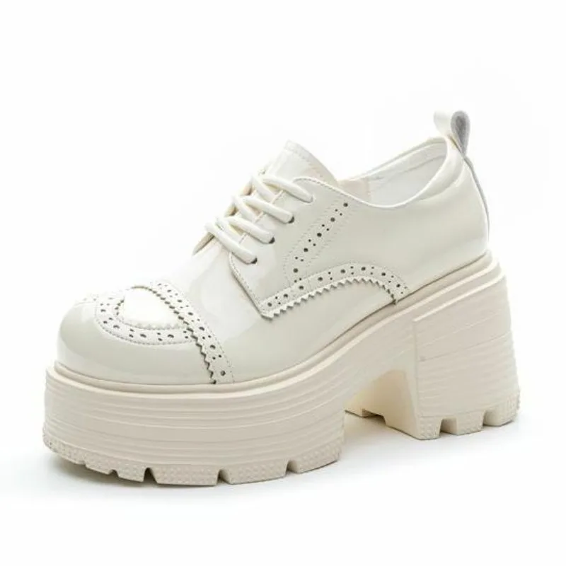 

Ботильоны из натуральной кожи 9 см, осенние женские ботинки, повседневные весенние туфли-лодочки, дышащая обувь на танкетке Мэри Джейн на платформе