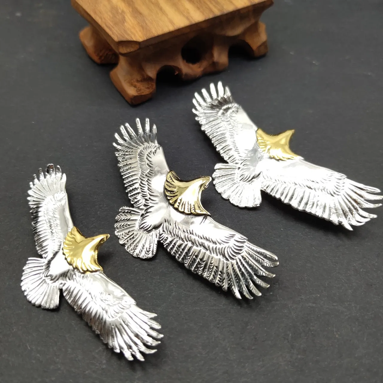 

Japanese trendy jewelry handsome men's and women's sterling silver 925 pendant eagle gold head necklace pendant