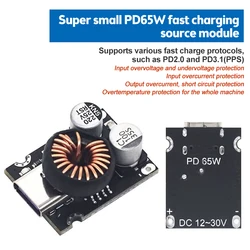 DC-DC Power Buck Module 12-30V to PD2.0/PD3.1 QC3.0 Fast Charging Single USB Charging Converter Board