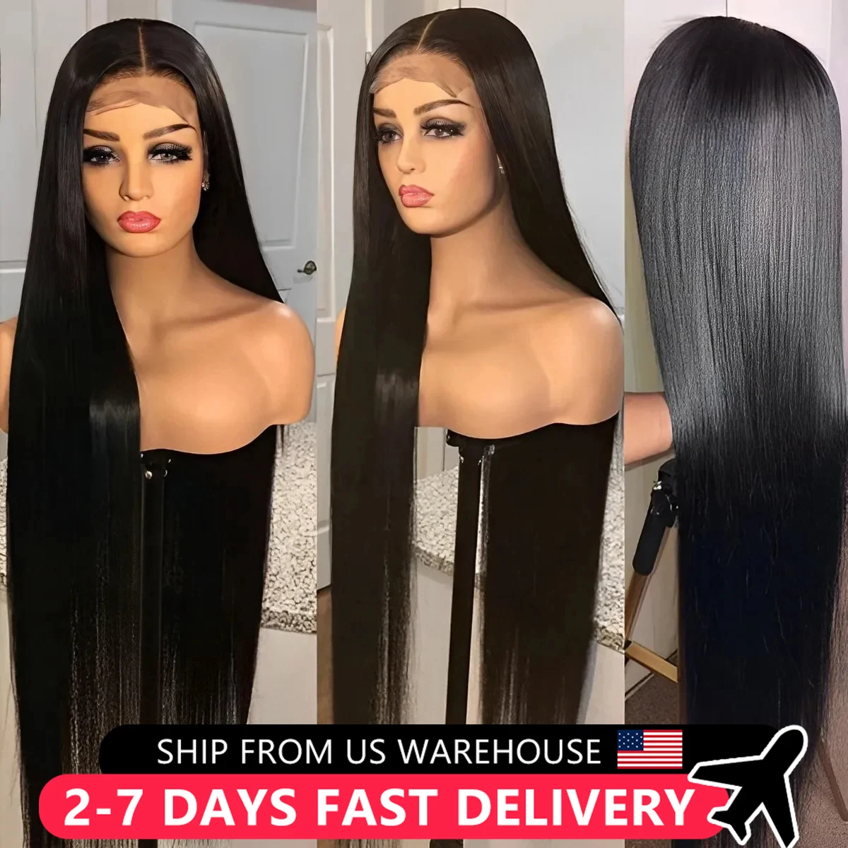 13x4 13x6 Glueless Brazilian Transparent Lace Front Wigs Human Hair Pre Plucked 4X4 Bone Straight HD Lace Closure Wig For Women