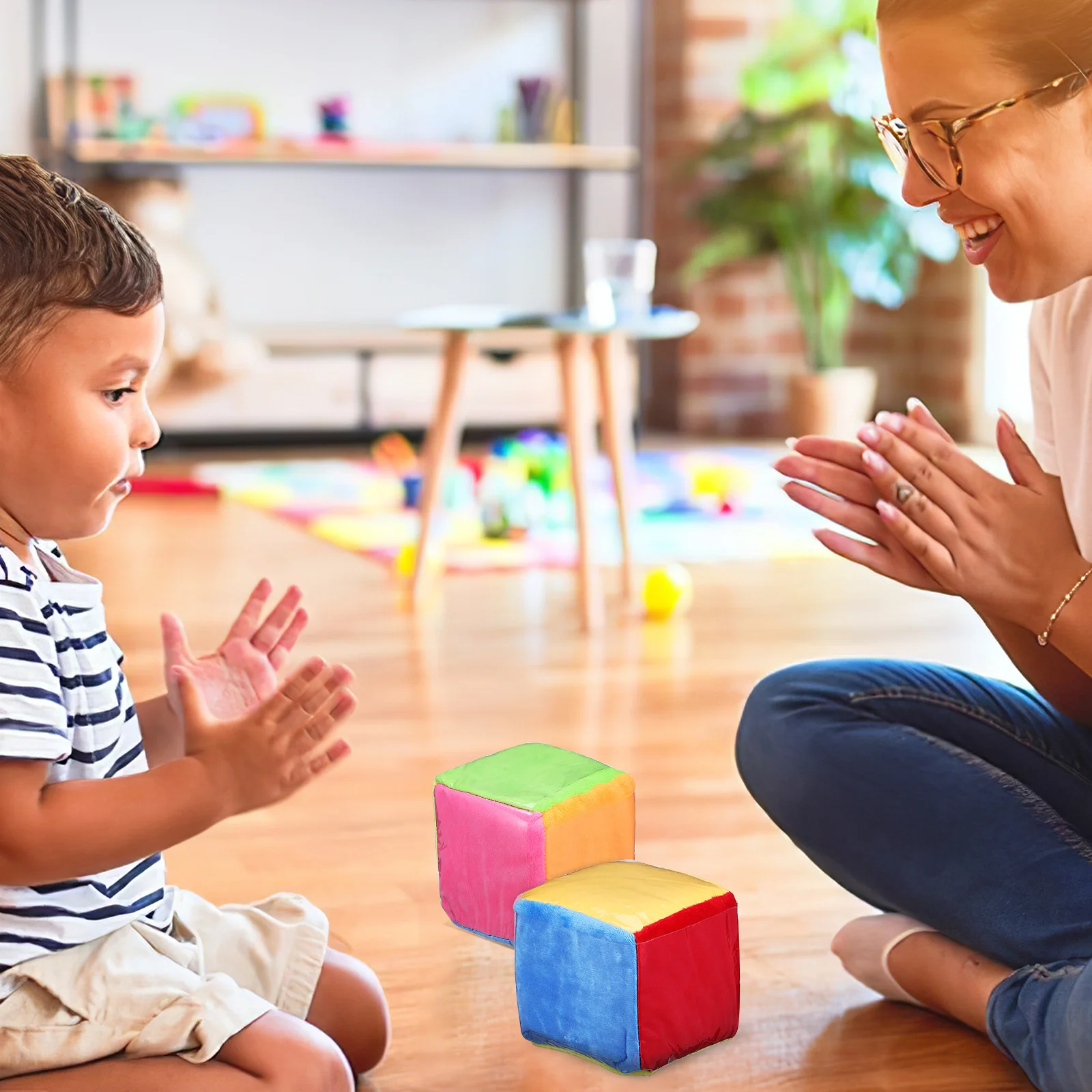 2 Pcs Game Props Block Plush Toy Learning Games Toddler Large Pocket