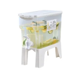 Beverage Dispenser Fruit Teapot Tank Cold Water Jug With Water Tap Refrigerator Plastic Kettle Pot Cold Water Jug For Lemonade