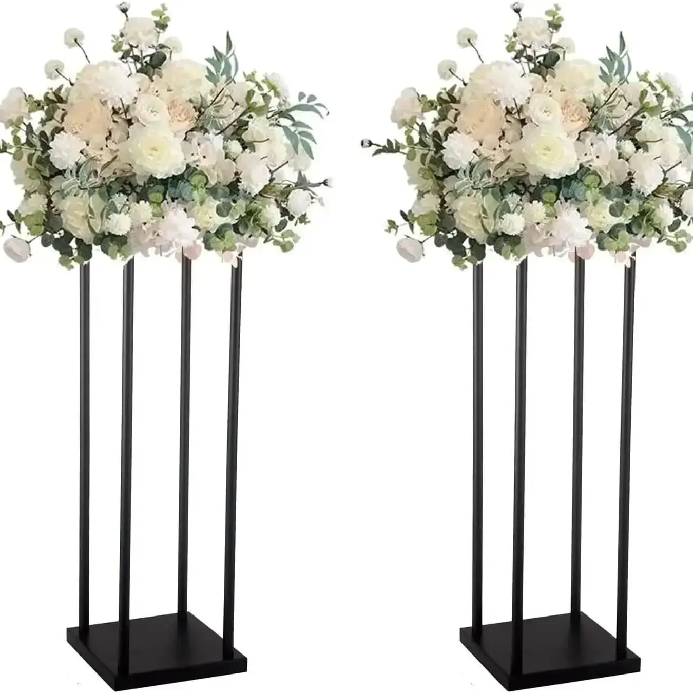 10 Stück 60/80cm Mattschwarze Geometrische Metall-Blumenständer Quadratische Hohe Blumensäulen als Tischdekoration für Hochzeitsgang- und Eventdekoration – Detail 3