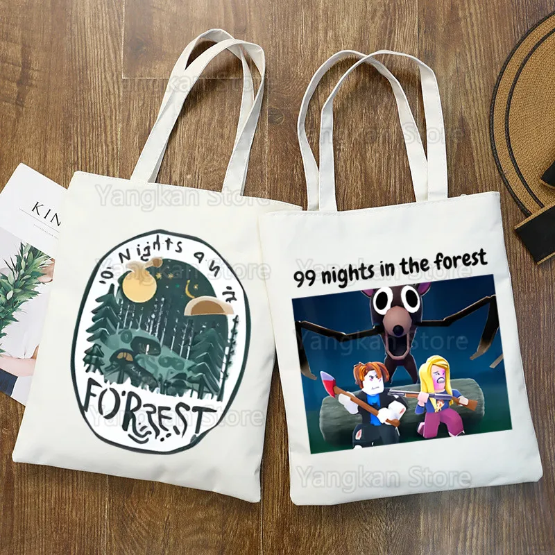 

99 Nights Halloween Gamer Deer in The Forest Shopper Bags for Women Resuable Tote Bag Large Capacity Shopping Bag
