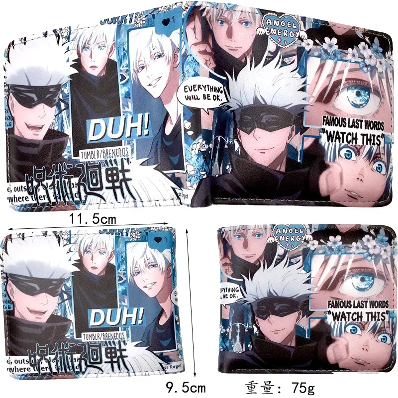 Cartoon Jujutsu Kaisen Satoru Gojo Bifold Short Men\'s Wallets Itadori Yuji Fushiguro Megumi Women Card Holders Coin Purse