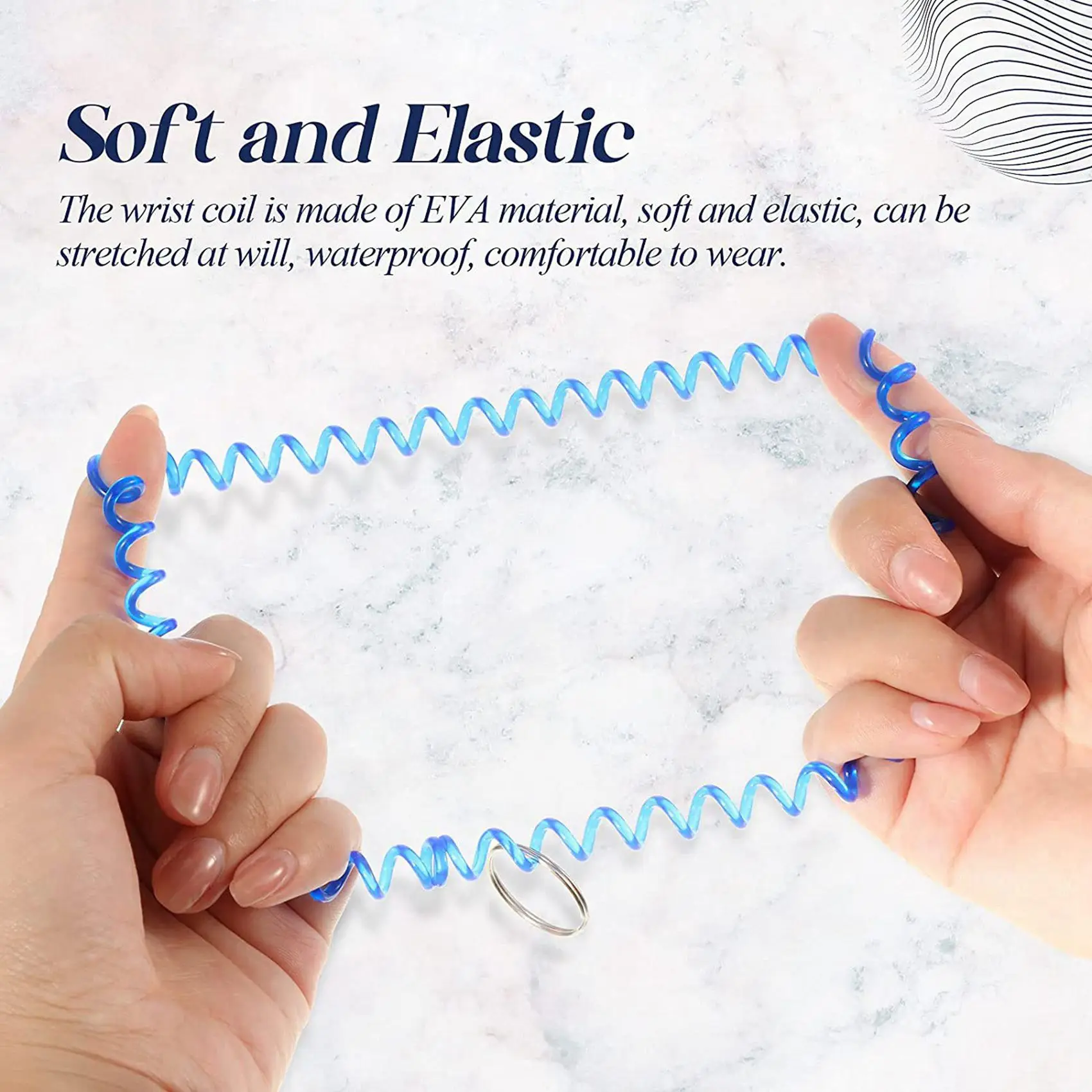 300 Pcs Colorful Spring Wrist Coil Keychain Stretchable Wrist Keychain Bracelet Wrist Coil Wrist Band Key Ring Chain