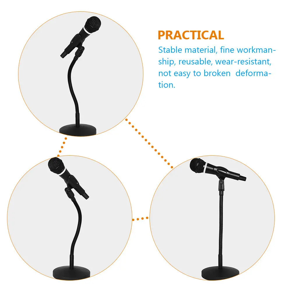 Professional Adjustable Microphone Stand Desktop Metal Table Mic Support Retractable Wear Resistant Stable for Streaming