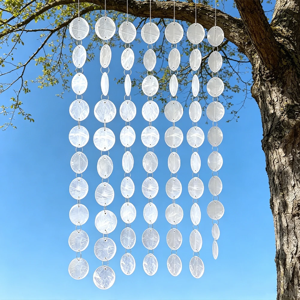 Round Natural Capiz Sea Shells Hanging DIY Wind Chimes Pendant Discs Bead Connector Craft Jewelry Making Wedding Decor 2 Holes