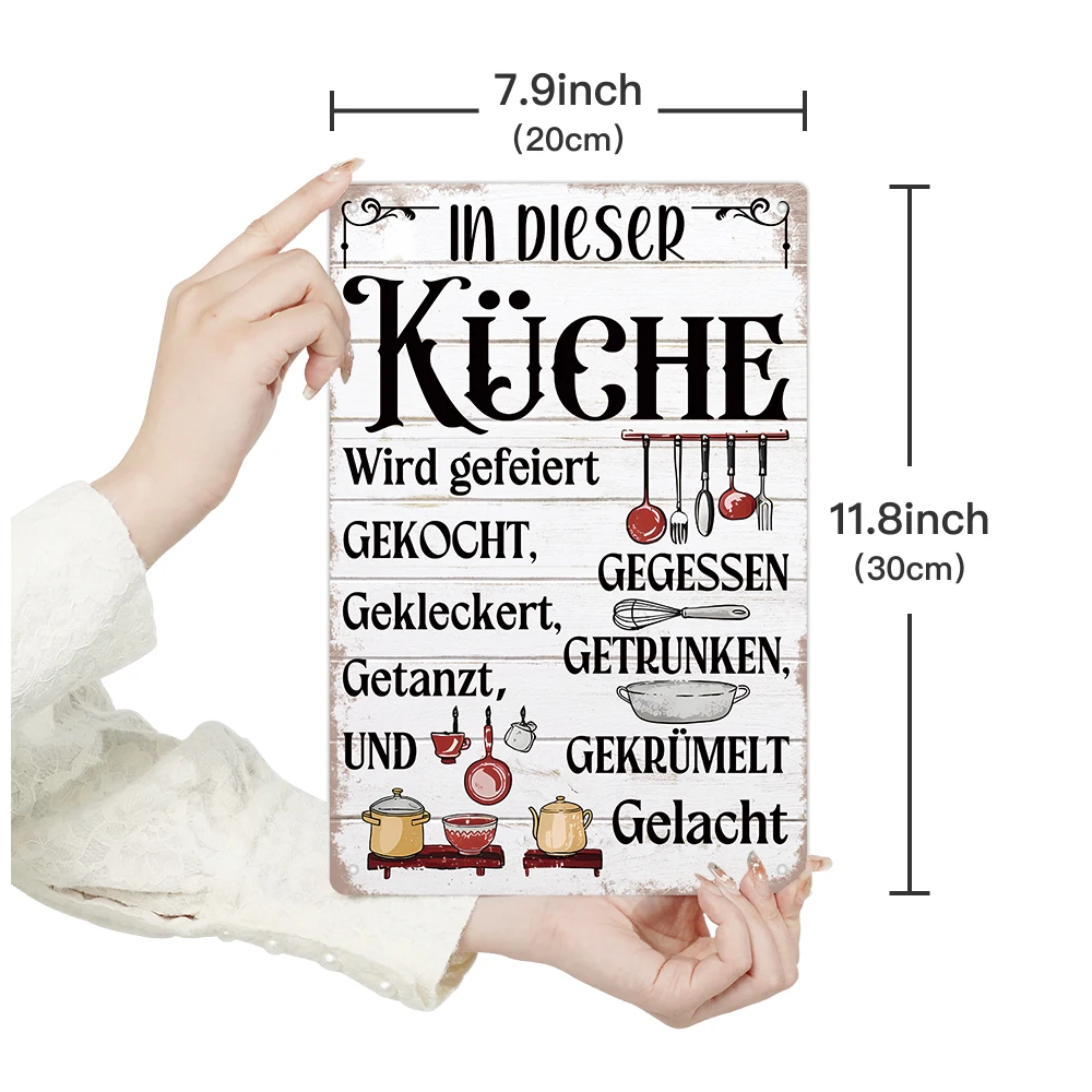 Putuo Decor 1pc Art German Vintage Metal Tin Sign, Wall Art Decor for Home Farmhouse Kitchen Shop, Gift for Friends