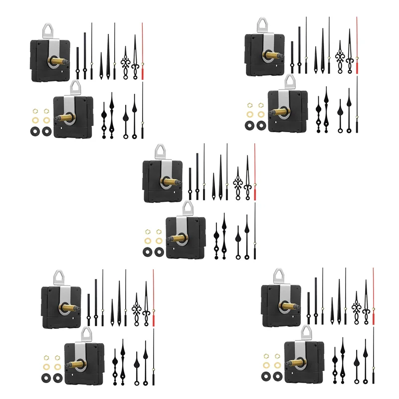 AB42-5 Set 32Mm Long Shaft DIY Quartz Clock Movement Mechanism With 5 Different Pairs Hands Wall Clock Repair Parts