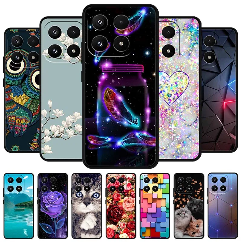 Capa de Silicone Preta Fashion Fundas com Estampa de Leão e Lobo para Xiaomi 17 5G, Capa Protetora Macia para Xiaomi17 6.3 polegadas