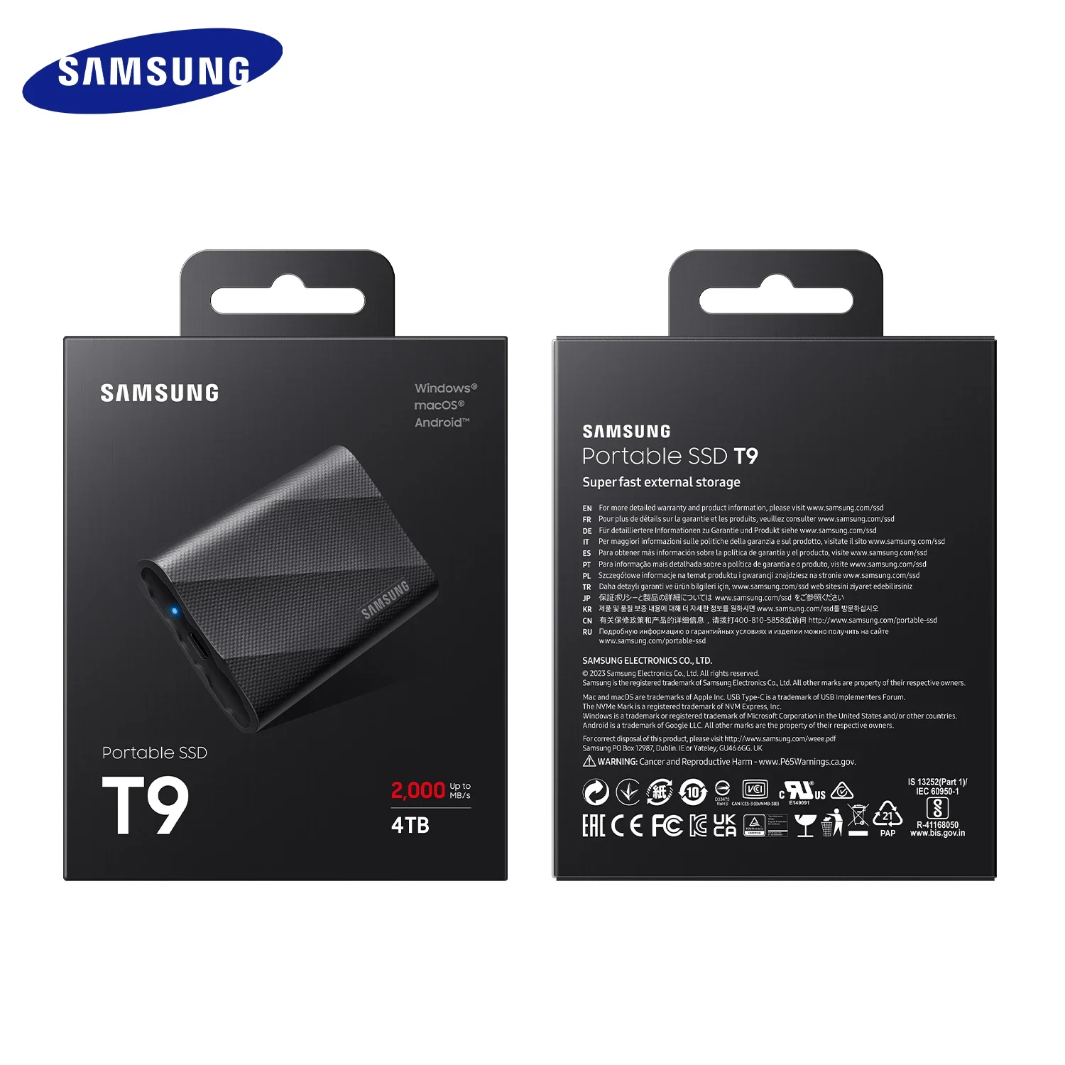 Imagem -06 - Samsung-disco Rígido Externo Portátil Disco de Estado Sólido Ssd Pssd t9 1tb Usb 3.2 Gen 2x2 Fit para Laptop Desktop pc 4tb 2tb