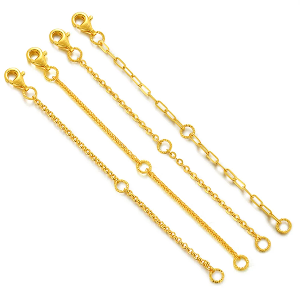 

Pure Solid 999 24K Yellow Gold Extended Chain O Cable Connector For Bracelet Necklace 6cm 2.4in L