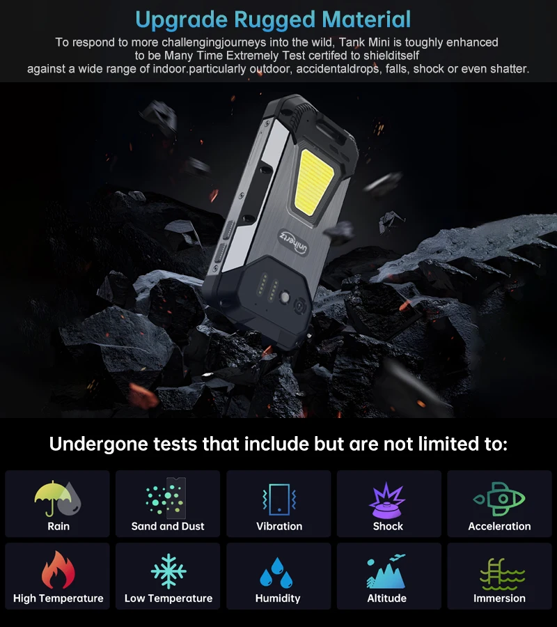 Unihertz 8849 Tank Mini1 Rugged Mini Phone 4.3" Display Android 13, Helio G99 Octa Core, 16GB 256GB, 100MP Cameras, 5800mAh,IP68