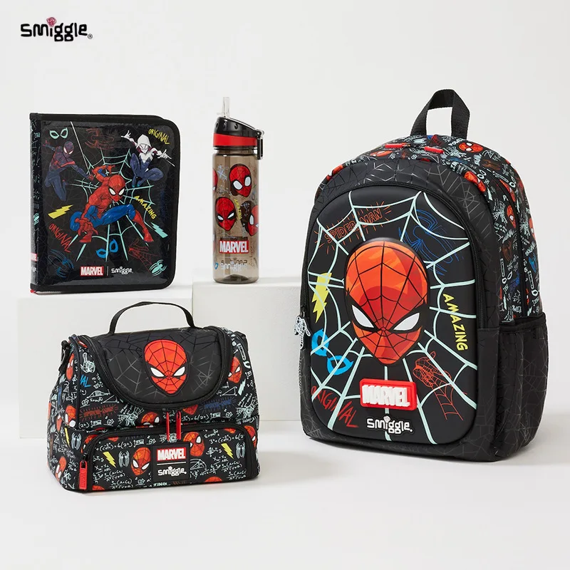 New Marvel Spider-Man Cancelleria per bambini Borsa da scuola per studenti Borsa da pranzo Scatola da pranzo Portafoglio Scatola per matite Tazza d'acqua Regali per studenti