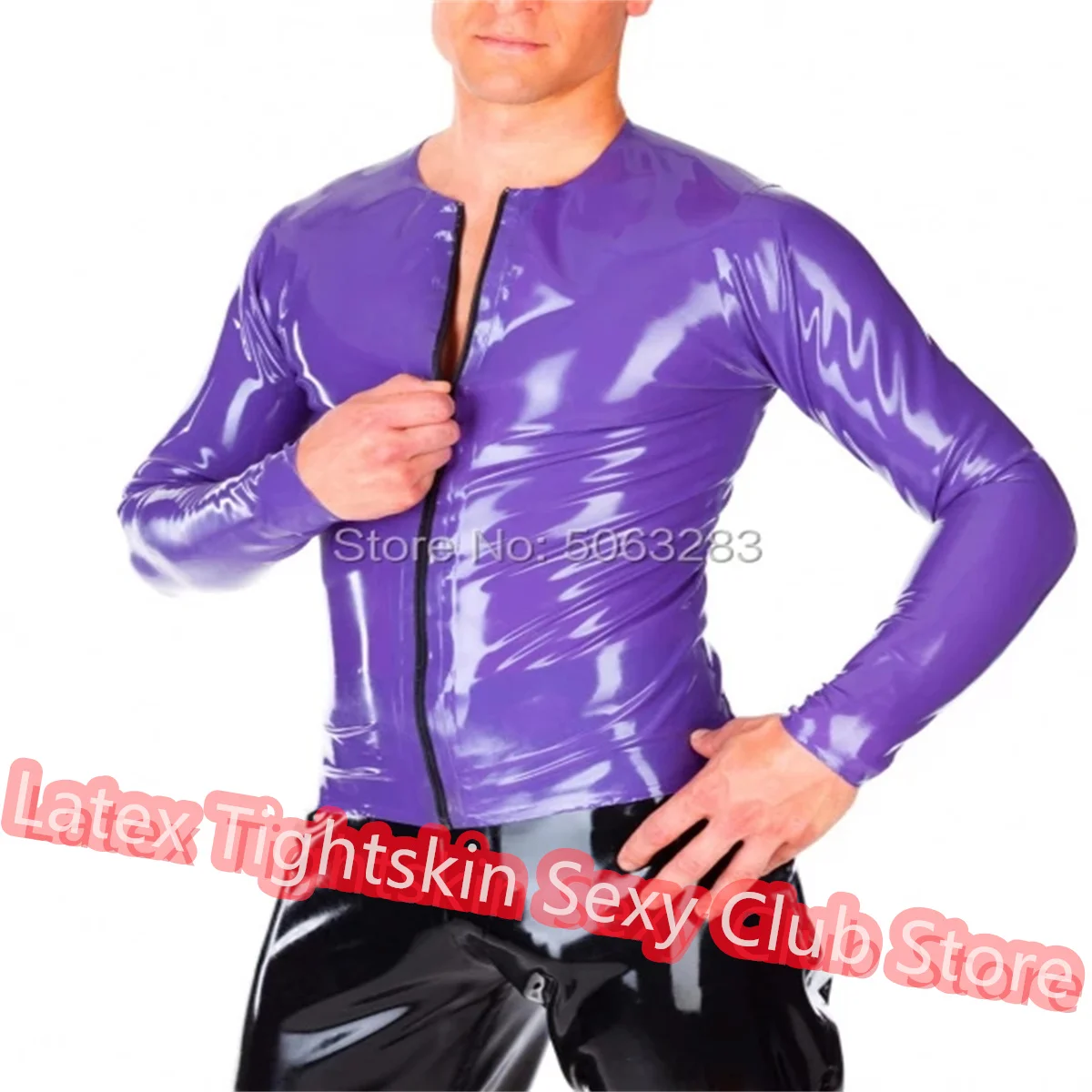 Handmade Latex Men Shirt Rubber Tops Front Zip Cosplay Costume Club Wear Custom Made