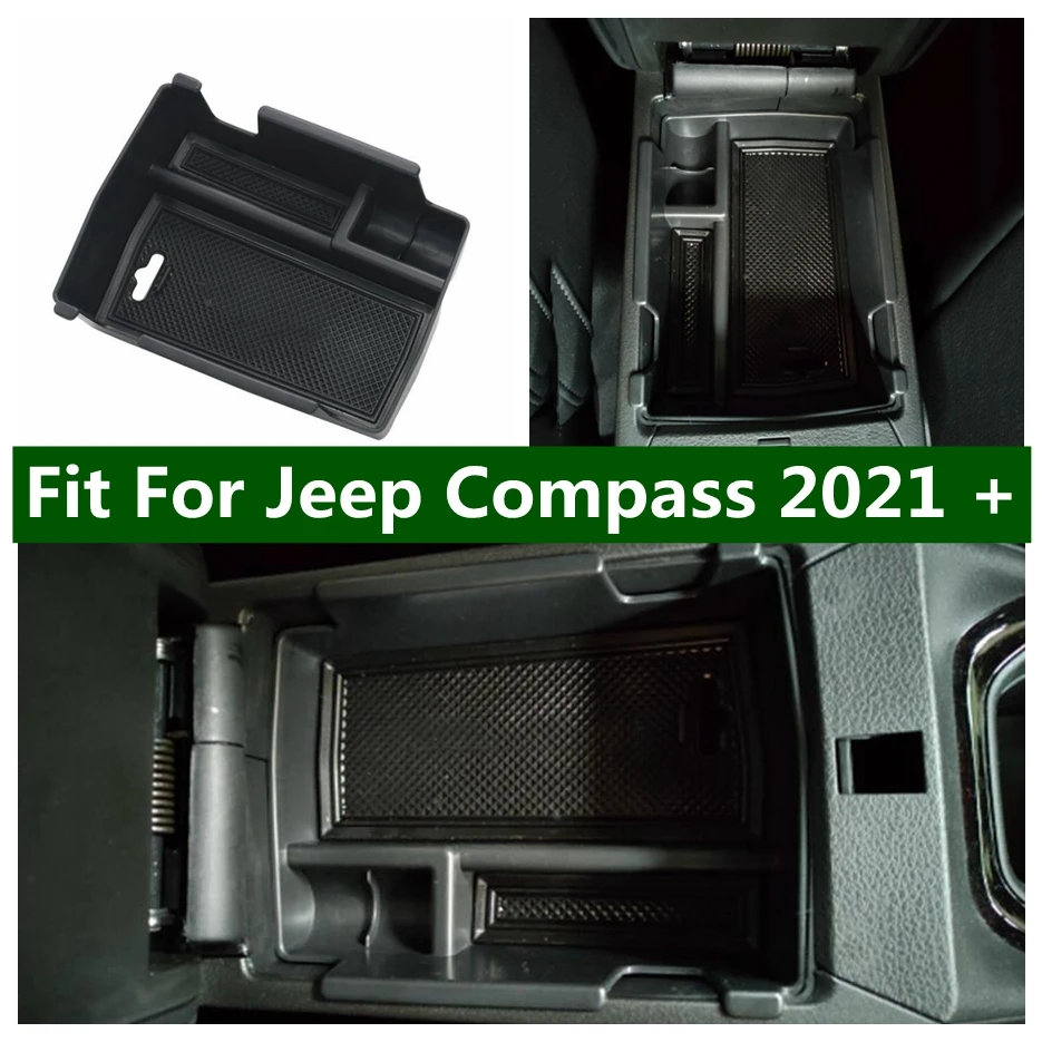 

For Jeep Compass 2021 2022 Central Control Storage Pallet Armrest Box Secondary Organiser Container Holder Case Phone Tray Cover