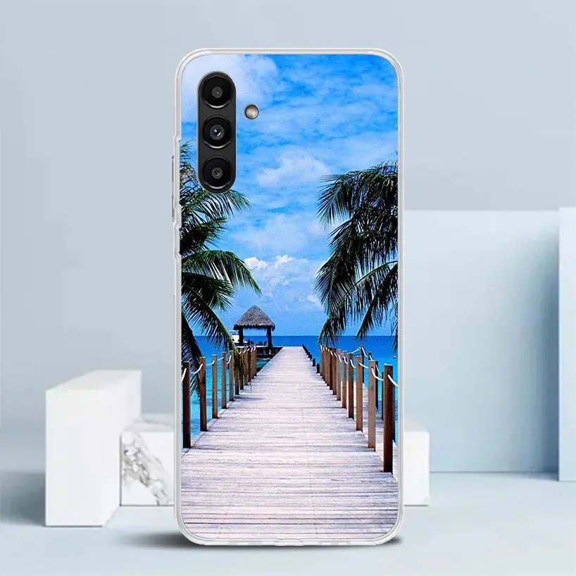 Summer Beach Sunset Sea Palm Tree Phone Case For Samsung Galaxy A15 A14 A13 A12 A55 A54 A53 A52 A35 A34 A33 A32 A25 A24 A23 A22