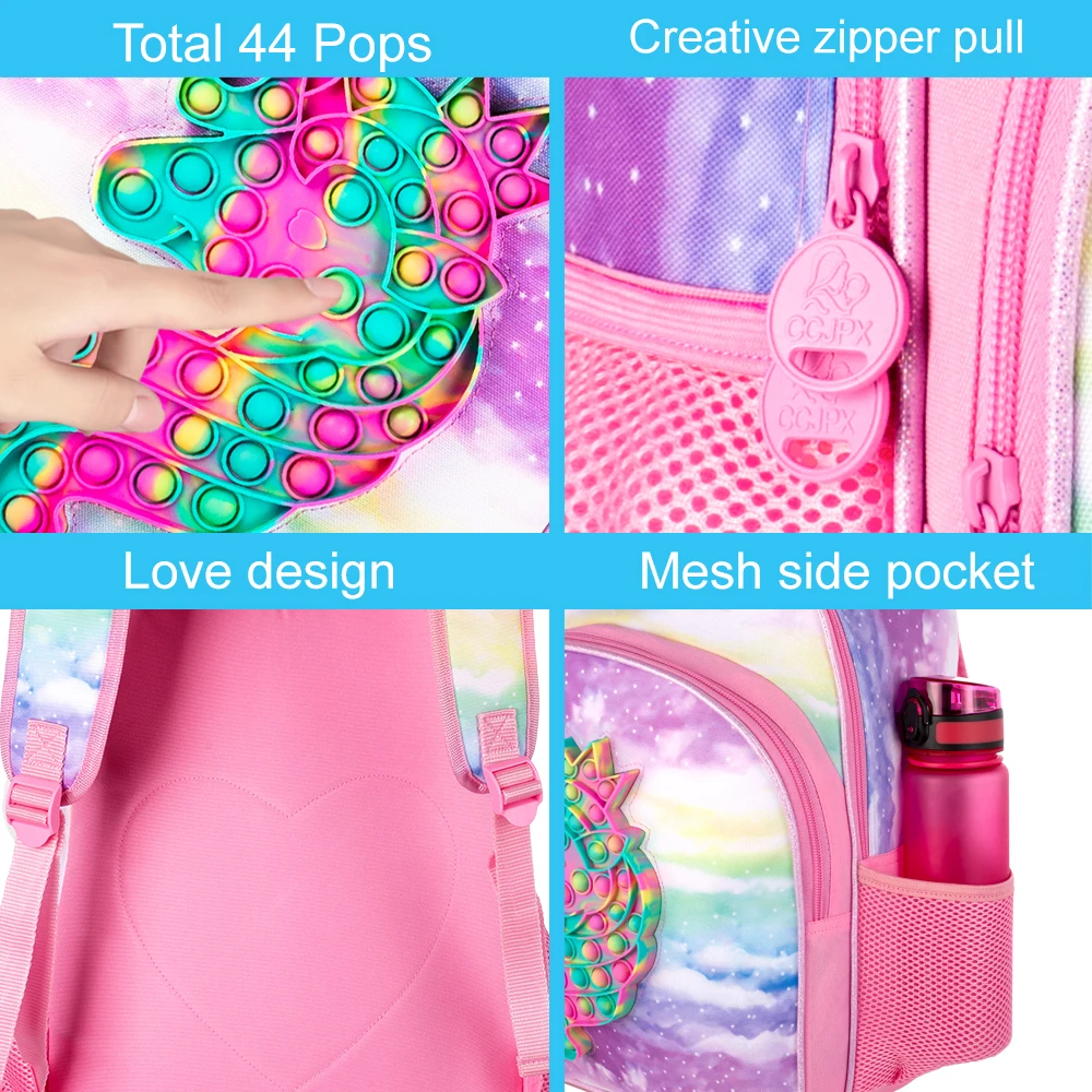 Girls Backpack, 16 Kids Unicorn Mermaid Dinosaur Preschool Bookbag and Lunch Box Set