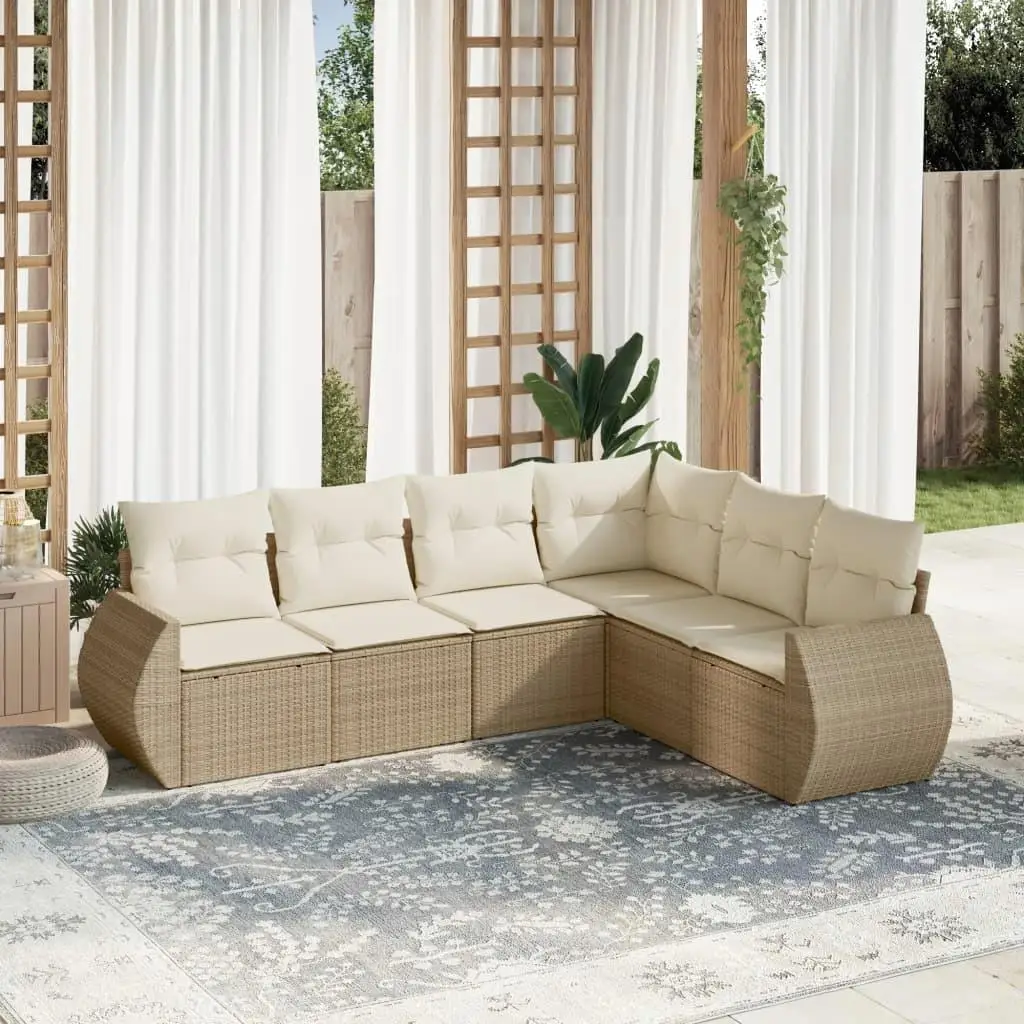 

Beige Modular Garden Sofa Set Outdoor Furniture Large PE Rattan Seating Area