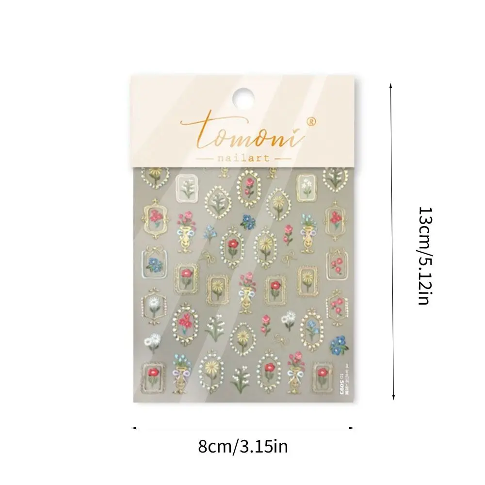 لطيف 5D مسمار الفن ملصقات روز زهرة متعدد الأنماط مسمار الشارات الدانتيل مانيكير صائق DIY الأظافر
