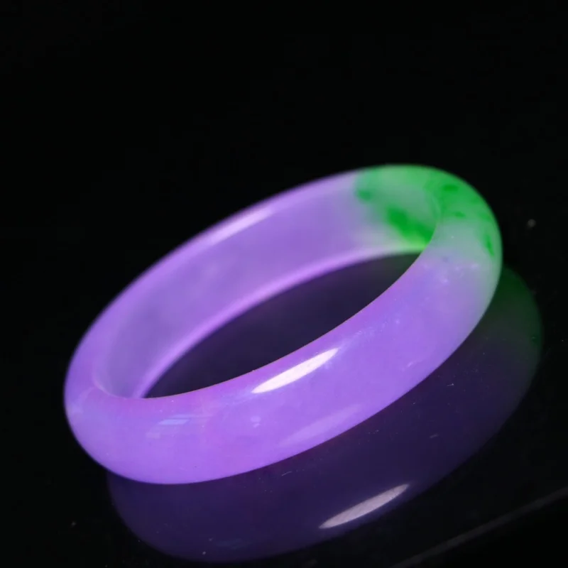 

Certified Natural A Ice Myanmar Green purple Jade jadeite bracelet bangle 60mm