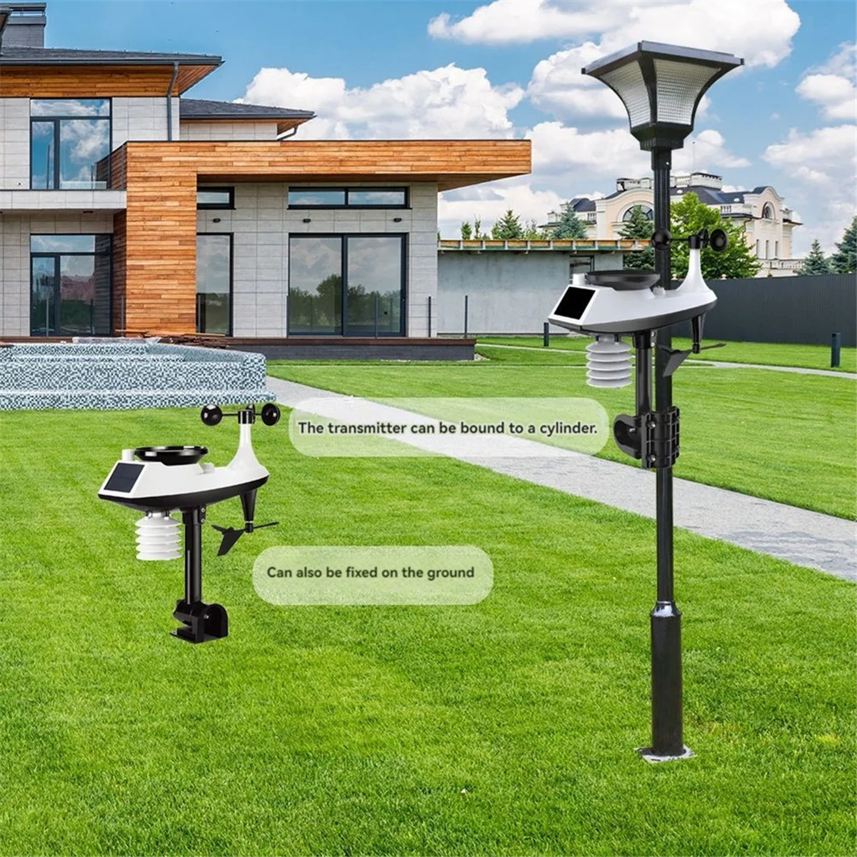 L60A Tuya Weather Station Alarm Wifi Digital Wind Speed Direction Rainfall Light Index Air Quality Temperature Humidity Meter