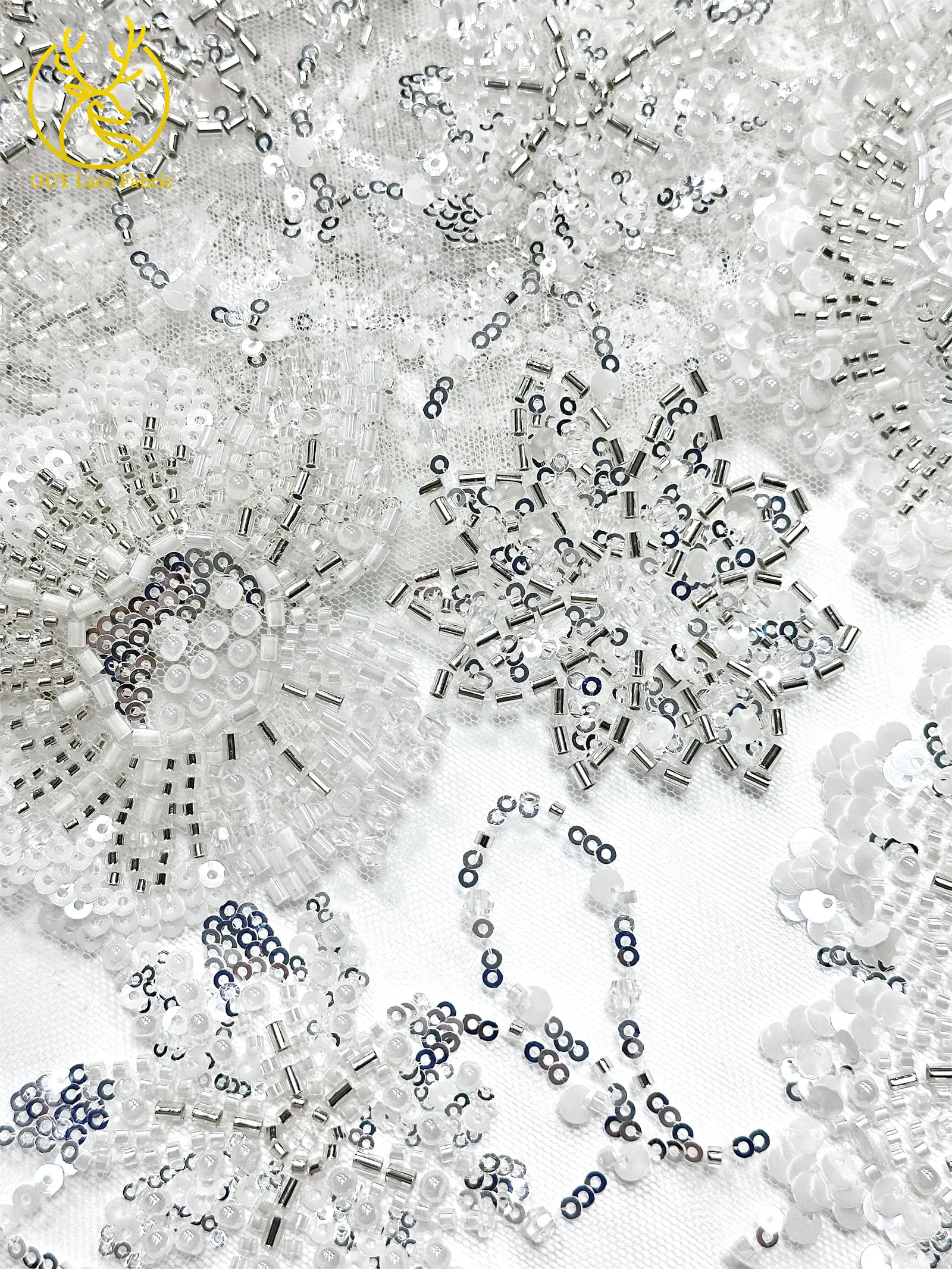 Luxuriöses High-End Nigerianisches Damen-Partykleid für Abschlussball 2026, Afrikanischer Bräutigam-Stickerei-Perlen-Spitzenstoff, Französische Pailletten-Spitze – Detail 14