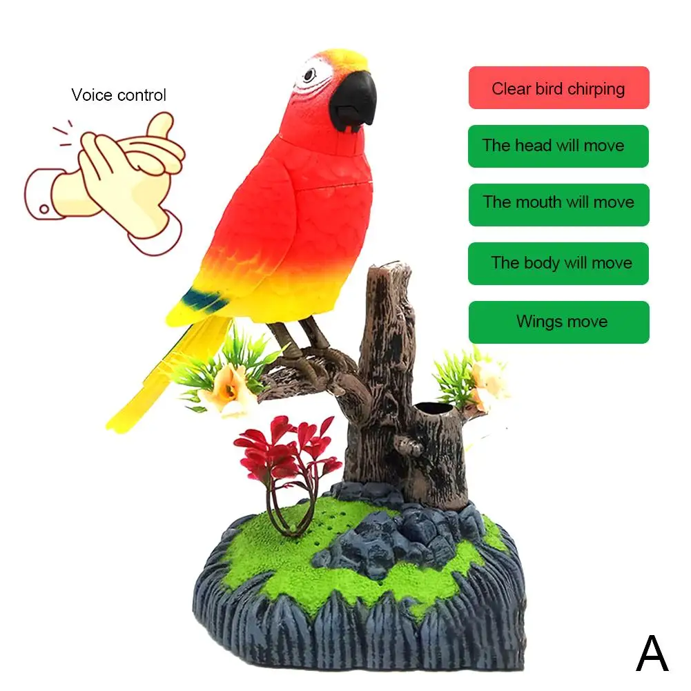 Clapping Voice Control Induction Electronic Parrot Sound Garden Toy Bird Children\'s Gift Toy Pet Display Electric R6a9