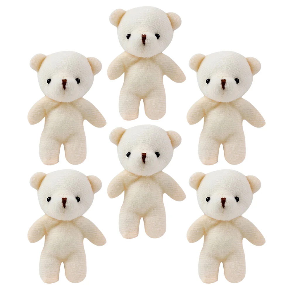 

6 Pcs Stuffed Toy Mini Bear Pendant Plush Keychain Decorate Handbags Charms Toys